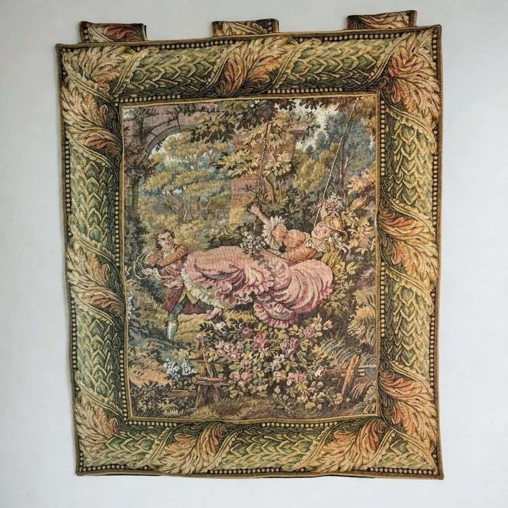 Vintage Fine Art Tapestry Fragonard The Swing Wall‎ Hanging Woven By Sea Gull